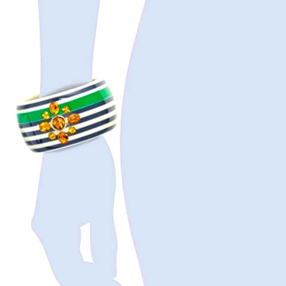 💎Juicy Couture Resin Rhinestone Striped Wide Cuff Bracelet Vintage - Picture 2 of 6